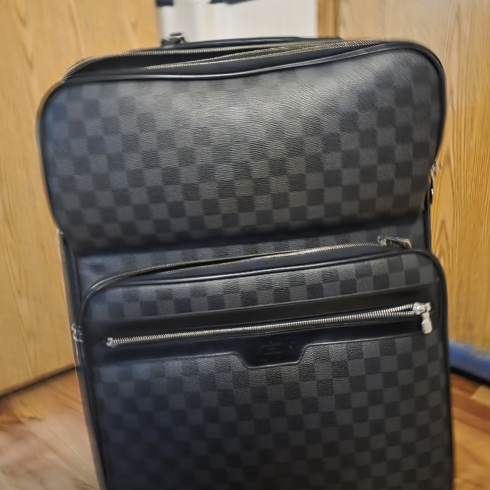 Louis Vuitton Black and Gray Checkered Travel Bag